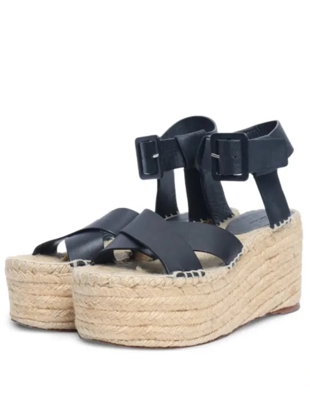 Celine Black Leather Jute-Wrapped Platform Sandals, Great Condition! 8.5 (39)